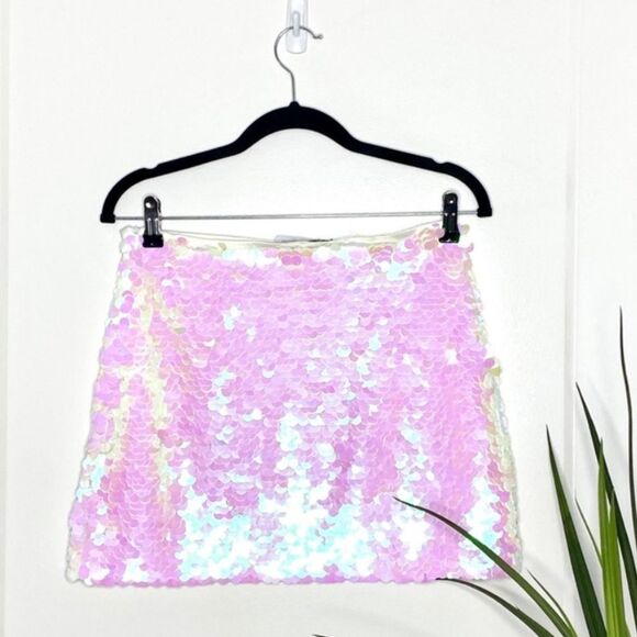 Zara white Sequin mini Skirt - Picture 6 of 11